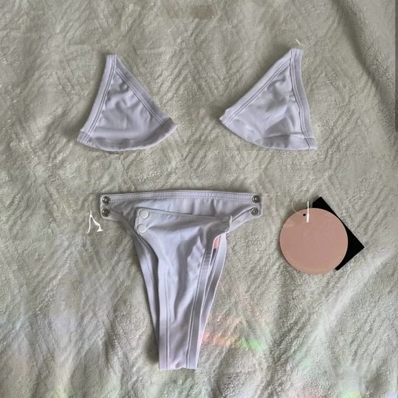 NWT - WHITE Girls On Swim x REVOLVE bikini with vinyl straps - Picture 5 of 5